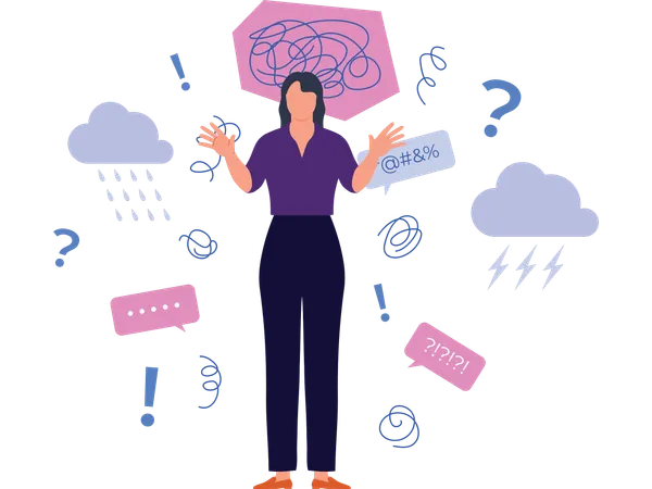 Woman having mental problem  Illustration