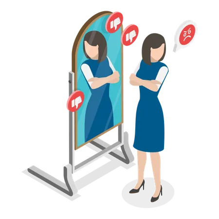 Woman having Obsessive-compulsive Disorder  Illustration
