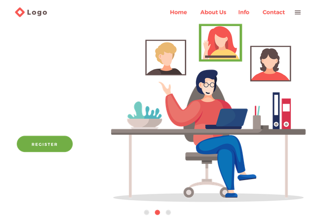 Woman having online business meeting  Illustration