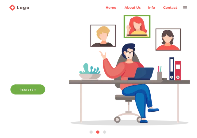 Woman having online business meeting  Illustration