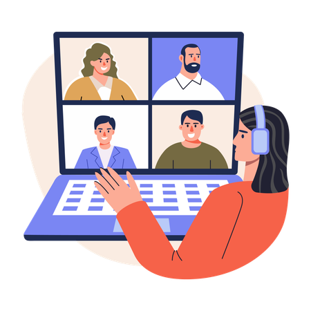 Woman having Online Conference  Illustration