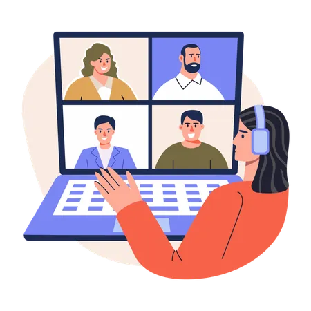 Woman having Online Conference  Illustration