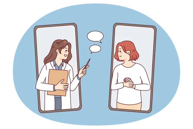 Woman having online consultation with doctor  Illustration