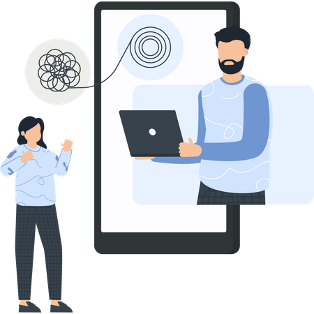 Woman having online threapy session  Illustration