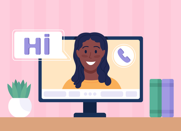 Woman having online video chat  Illustration
