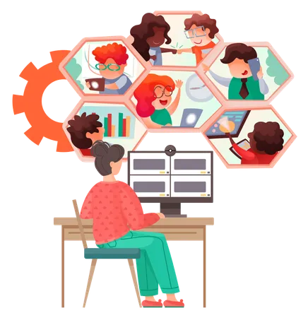 Woman having online webinar  Illustration