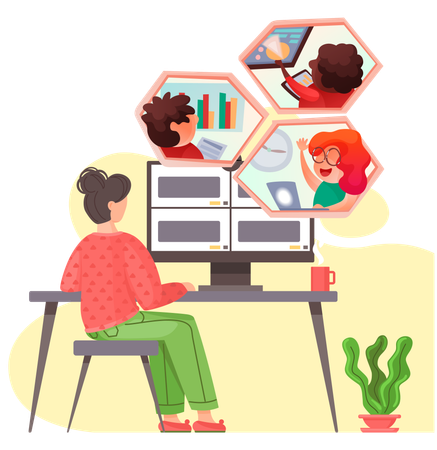 Woman having online webinar  Illustration