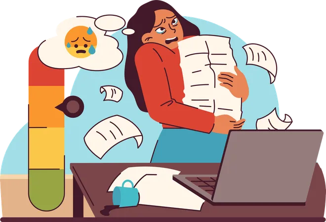 Woman having overwhelming burden of deadlines and the cry for work-life balance  Illustration