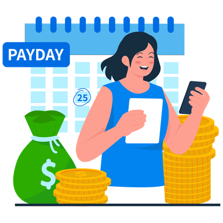 Woman having Payday Joy  Illustration
