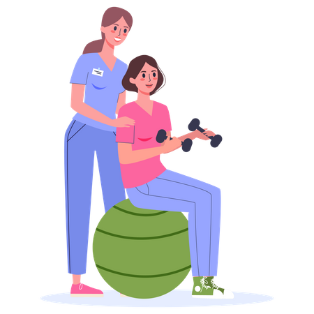 Woman having physiotherapy Illustration