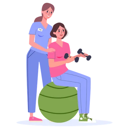 Woman having physiotherapy  Illustration