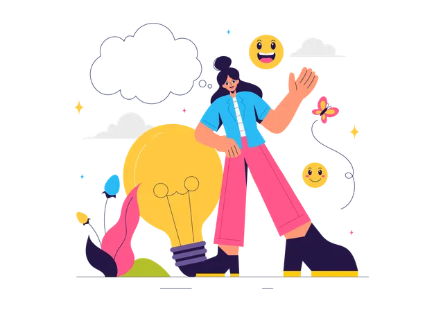 Woman having positive thinking  Illustration