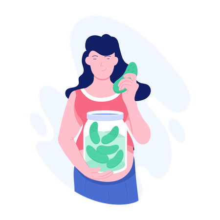 Woman having Pregnancy Cravings  Illustration