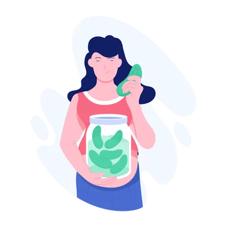 Woman having Pregnancy Cravings  Illustration