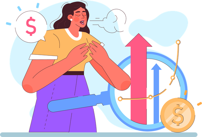 Woman having relief after profit  Illustration