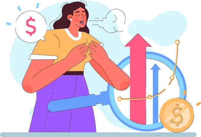 Woman having relief after profit  Illustration