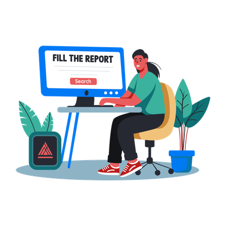 Woman Having Report Issue  Illustration