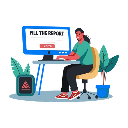 Woman Having Report Issue  Illustration