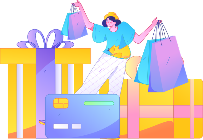 Woman having shopping offer  Illustration