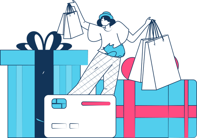 Woman having shopping offer  Illustration