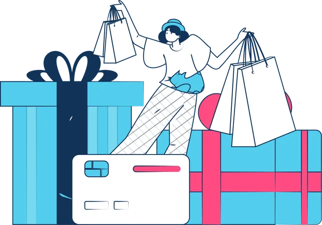 Woman having shopping offer  Illustration