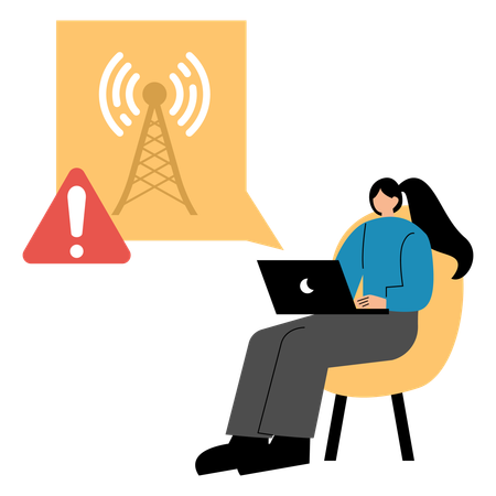 Woman having signal not found error  Illustration