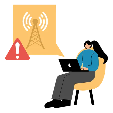 Woman having signal not found error  Illustration