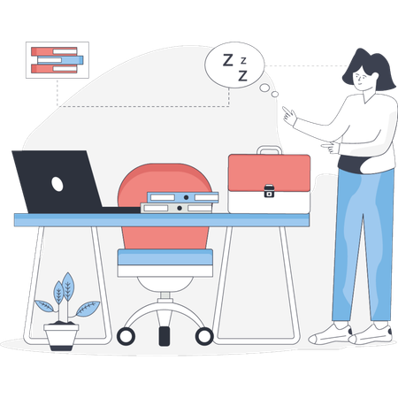Woman  having sleep deprivation  Illustration