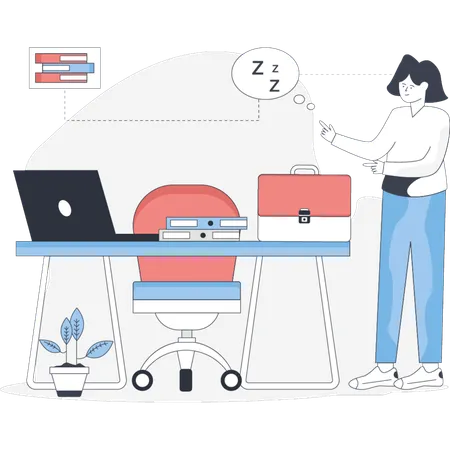 Woman  having sleep deprivation  Illustration
