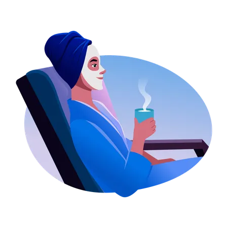 Woman having spa relaxation  Illustration