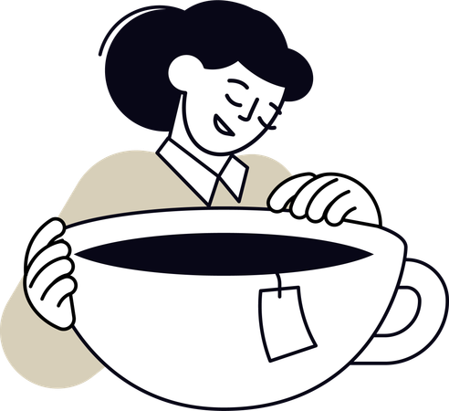 Woman having tea  Illustration