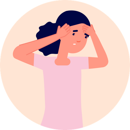 Woman having terrible head pain Illustration