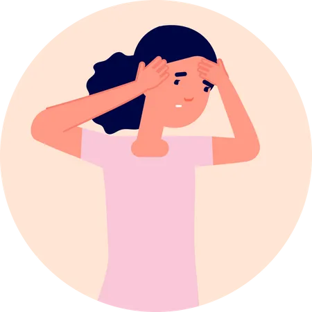 Woman having terrible head pain  Illustration