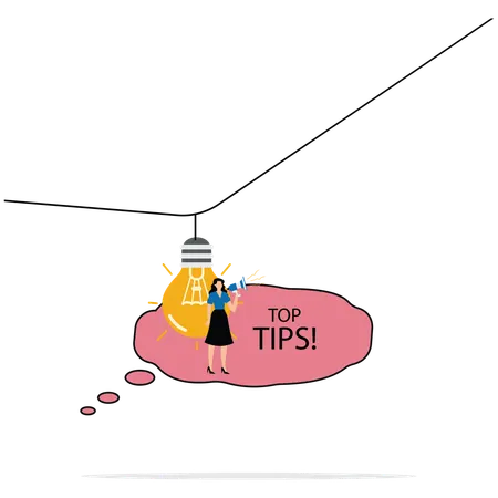 Woman having top tips for Useful knowledge  Illustration