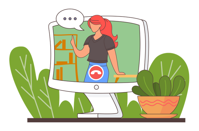 Woman having video conference  Illustration
