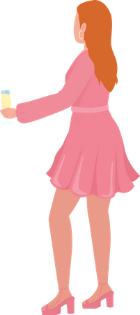Woman having wine  Illustration