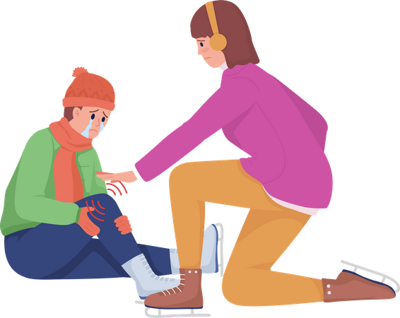Woman help child with injury Illustration