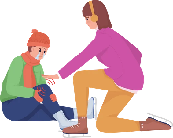 Woman help child with injury  Illustration