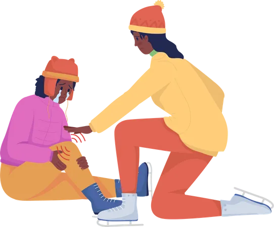 Woman help kid with injury Illustration