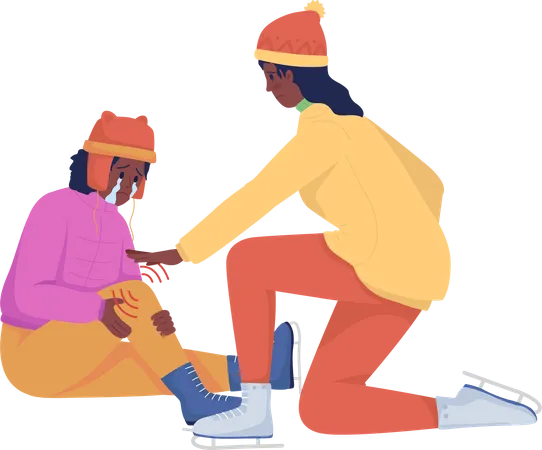 Woman help kid with injury  Illustration