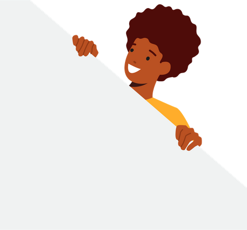Woman hiding and smiling Illustration