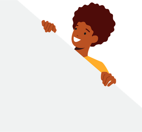 Woman hiding and smiling  Illustration