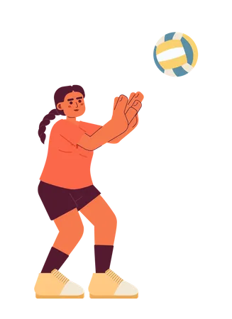 Woman Hitting Ball Semi Flat Color Vector Character Arabian Female Volleyball Player Sport Playing Game Editable Full Body Person On White Simple Cartoon Spot Illustration For Web Graphic Design 일러스트레이션