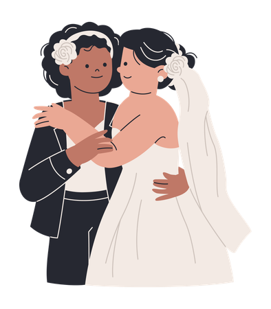 Woman Hold Girlfriend in Arms  Illustration