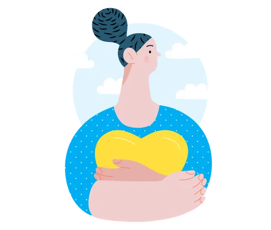 Woman holding a heart Illustration