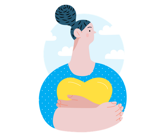 Woman holding a heart  Illustration