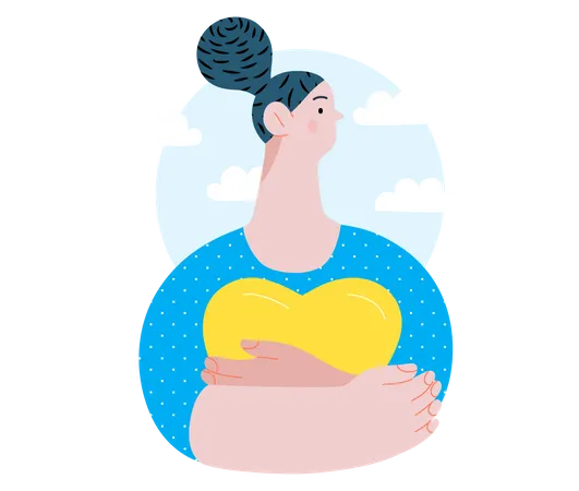 Woman holding a heart  Illustration