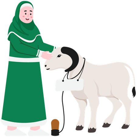 Woman Holding An Animal To Be Sacrificed  Illustration