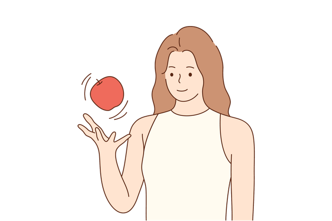 Woman holding apple  Illustration