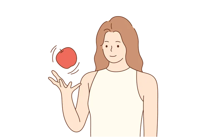 Woman holding apple  Illustration